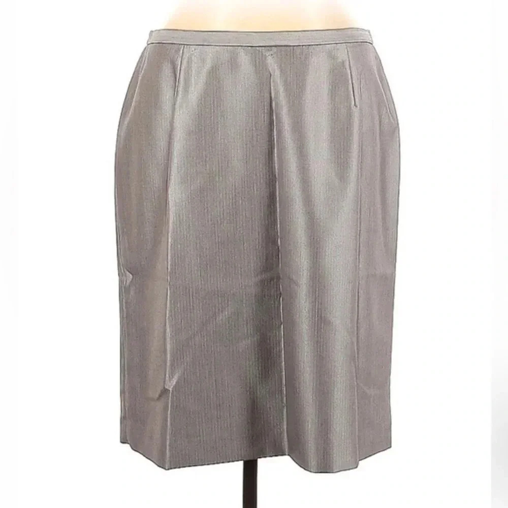 Calvin Klein | Shimmery Grey Pinstripe A-Line Pencil Skirt Size 16 NWT